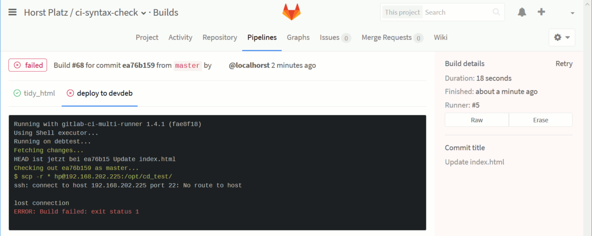 Kurz howto Continuous Delivery mit GitLab CI – localhorst.org