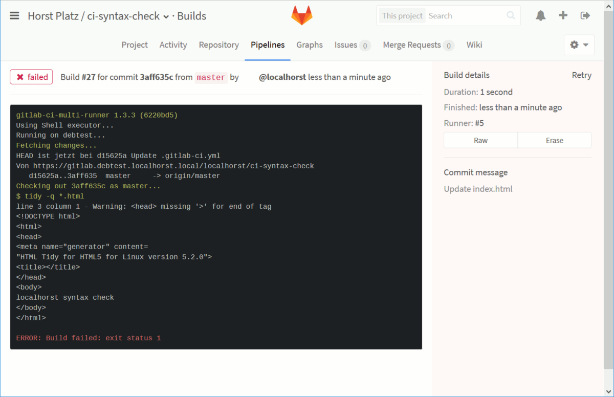 Kurz howto Continuous Integration mit GitLab CI – localhorst.org